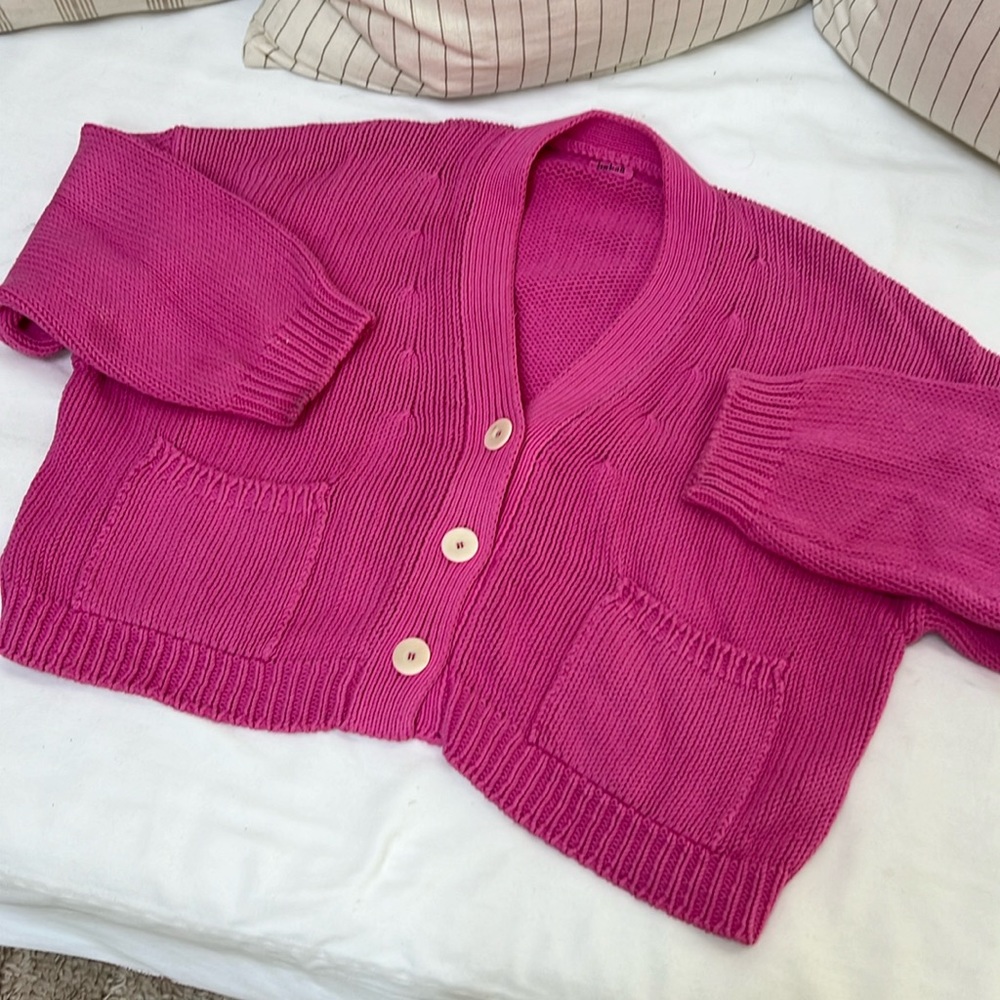 Babaa Cardigan in Pink Hibiscus Flower